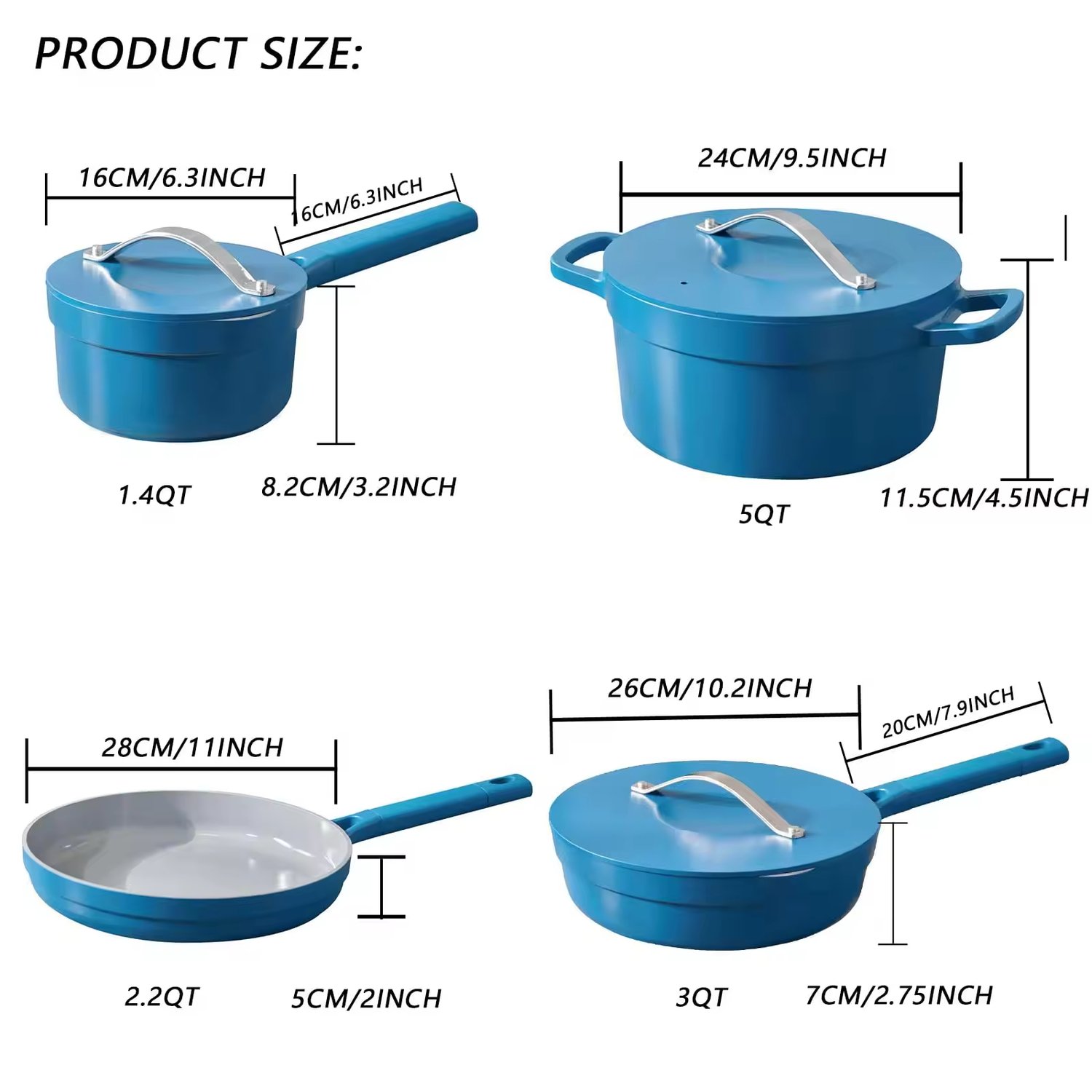 Aluminium Alloy Cookware Set with Milk Pot and Frying Pans