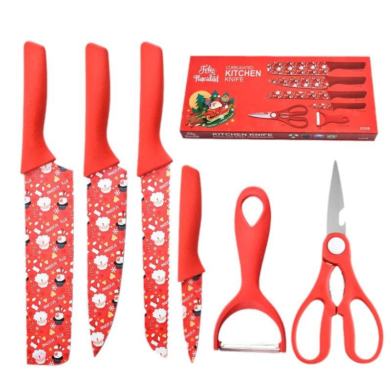Hand-made box 6-piece kitchen knife set