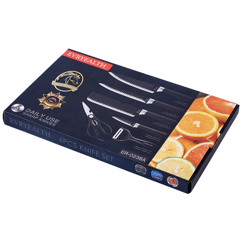 6pcs black knife sets