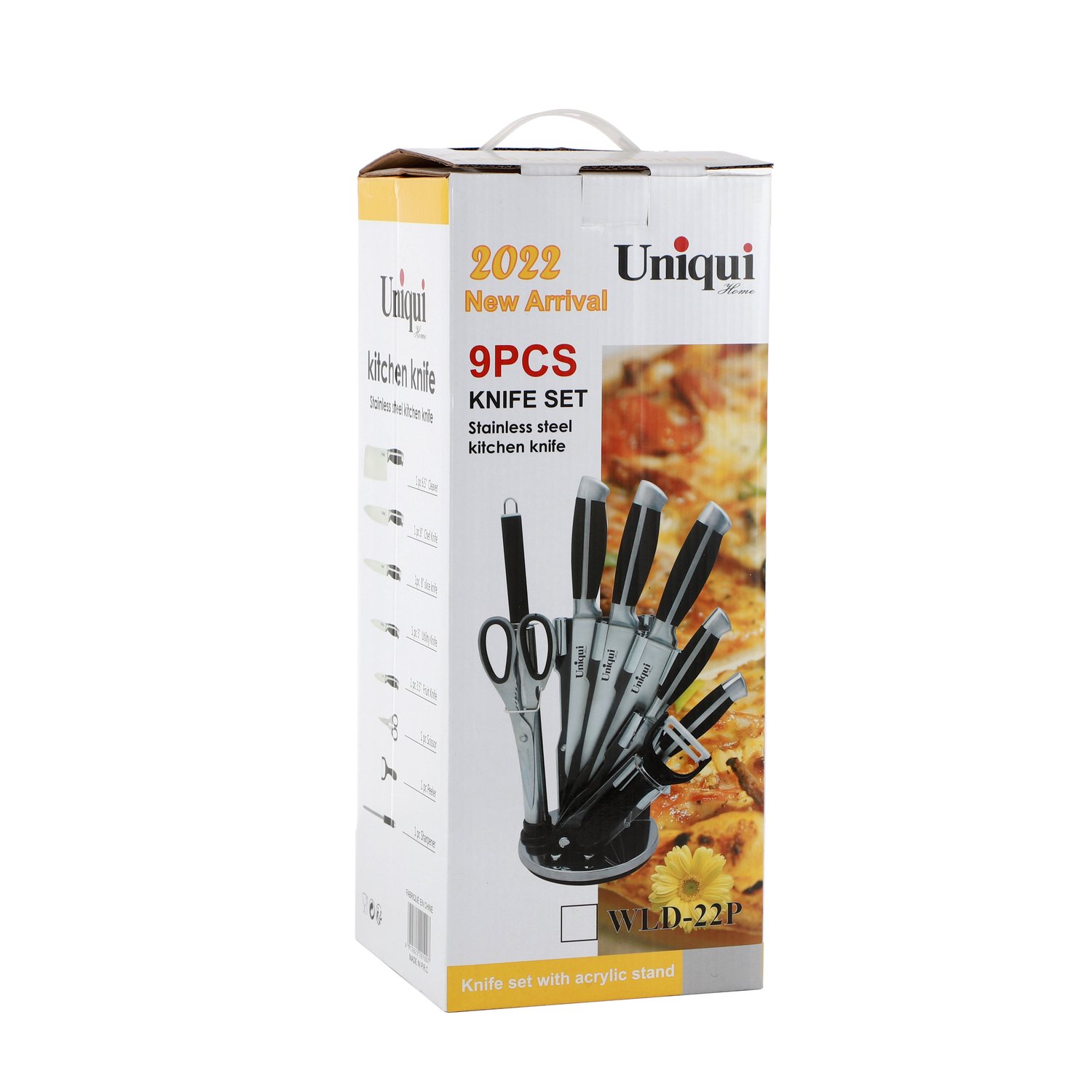 Fat handle 9-piece set with rotary knife block