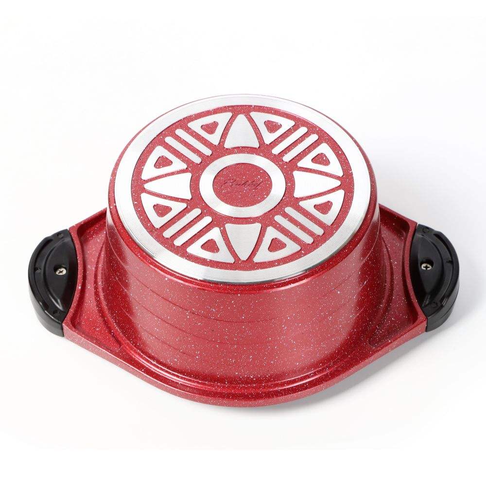 10pcs 28cm shallow casserole with wooden color handles and knob
