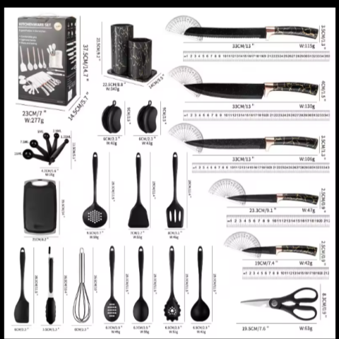 25pcs silicon kitchen tools set