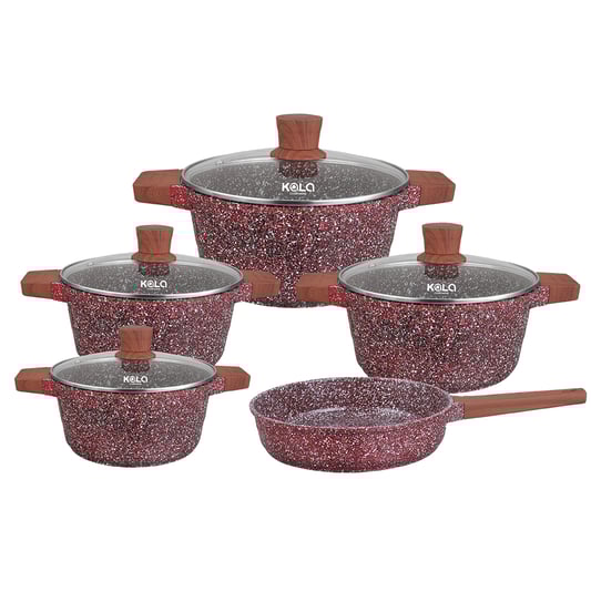 KALA covered  Casserole wooden handles&knob Red/Grey