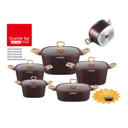 KALA 10pcs pot set-casserole-shallow casserole Induction bottom