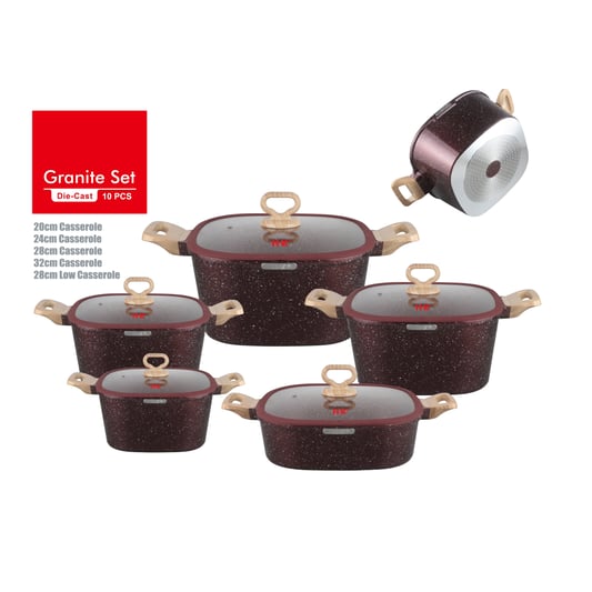 KALA 10pcs pot set-casserole-shallow casserole Induction bottom