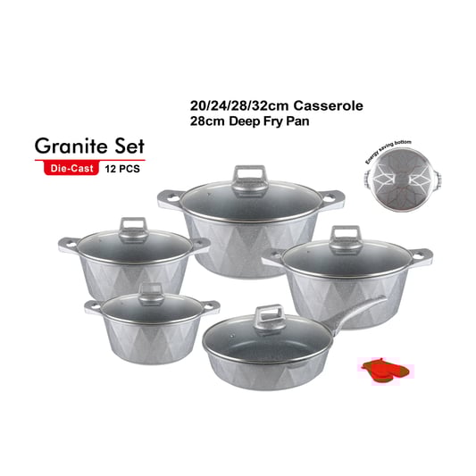 KALA 12pcs pot sets-Marble non-stick coating