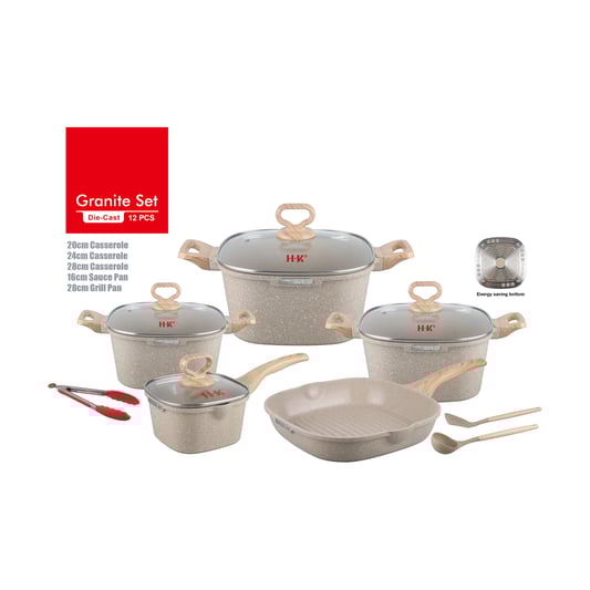 KALA 10pcs pot set-casserole/milk pan/grill fry pan