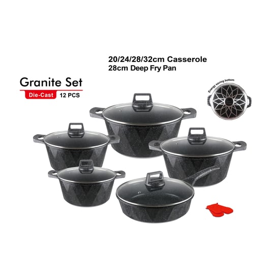 KALA 12pcs pot sets-Marble non-stick coating