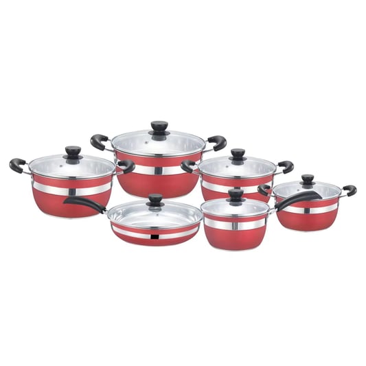 6-Piece Stainless Steel Cookware Set with Glass Lids