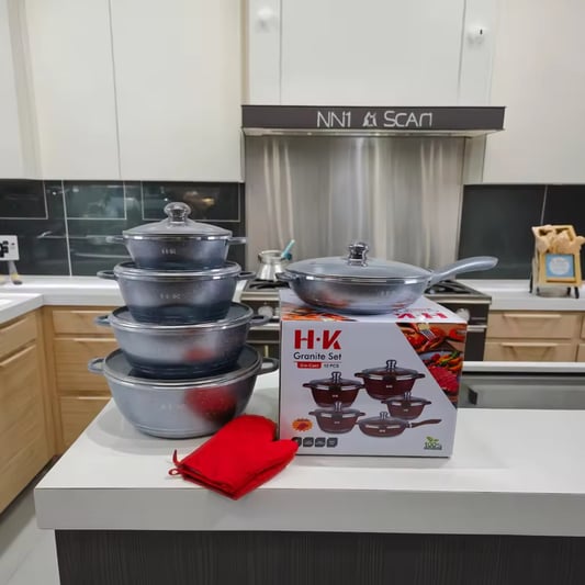 12pcs Cast Aluminium Cookware Set with Marble Coating
