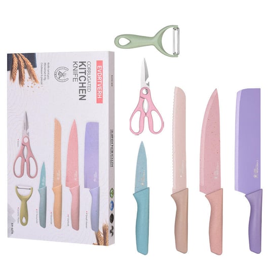 0.8mm thick colourful mini 6-piece knife set