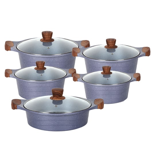 10pcs 28cm shallow casserole with wooden color handles and knob