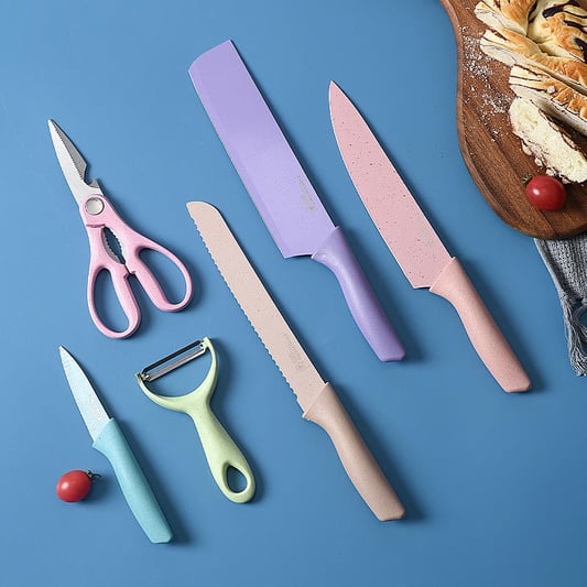 0.8mm thick colourful mini 6-piece knife set
