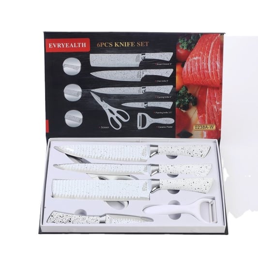 6pcs white and marble knife kitchen set