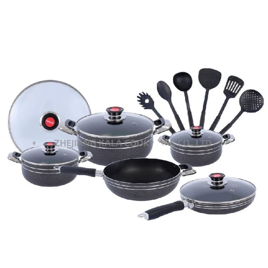 16pcs pot set with 20-24-28cm casserole/ 26cm fry pan/ 28cm deep fry pan+6pcs kitchen tools