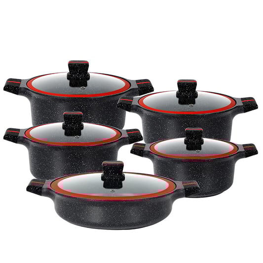 10pcs cookware set with silicon glass lids