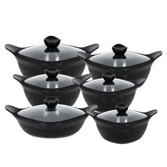 12PCS pot set with silicon glass lid and fire bottom