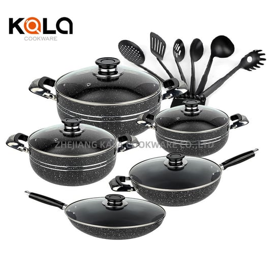 16pcs pot set with 20-24-28cm casserole/ 26cm fry pan/ 28cm deep fry pan+6pcs kitchen tools