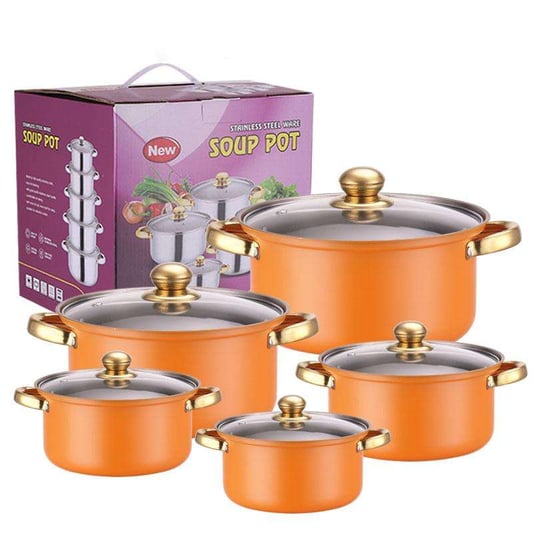 10pcs stainless steel cookware set - 16-18-20-22-24CM