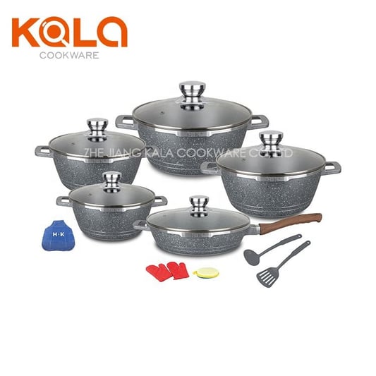 16pcs pot set with 20-24-28-32cm casserole/ 28cm deep fry pan+6pcs kitchen tools