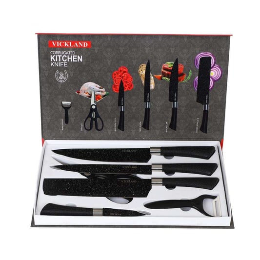 Horseshoe handle flat point 6-piece knife set in EVA hand box
