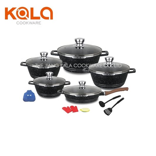 16pcs pot set with 20-24-28-32cm casserole/ 28cm deep fry pan+6pcs kitchen tools