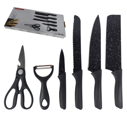 Black and white dot mini 6-piece wheat straw knife set