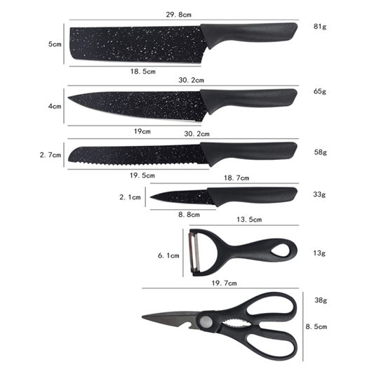 Black and white dot mini 6-piece wheat straw knife set