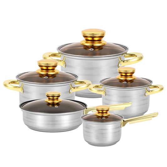 12pcs stainless steel cookware set with 16-18-20-24CM casserole/24cm fry pan/and 16CM sauce pan