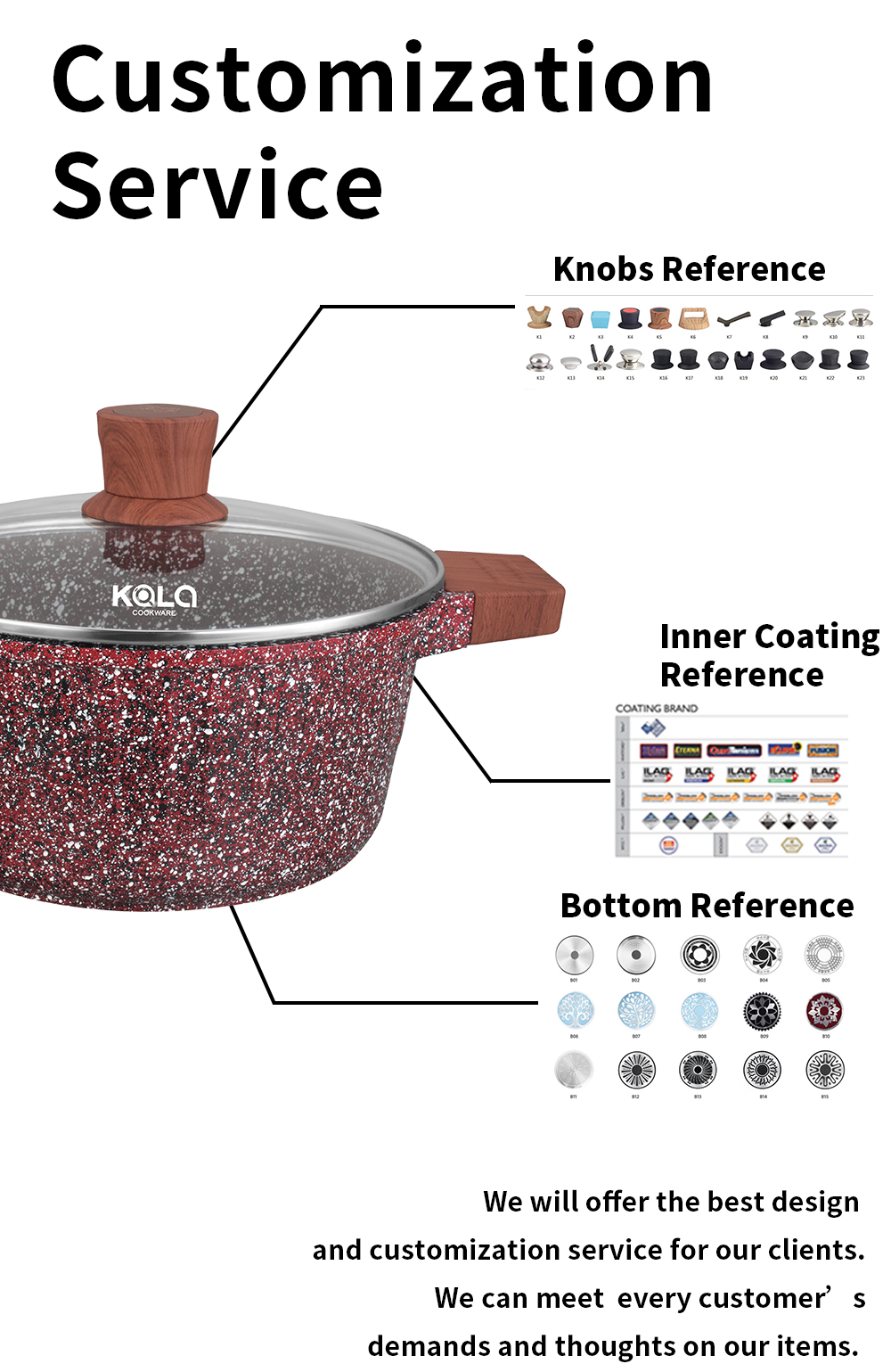 KALA covered  Casserole wooden handles&knob Red/Grey